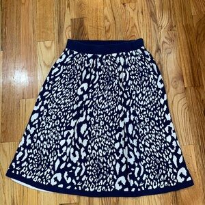 NEW Wendy Williams HSN Navy Blue w White Leopard print sweater Skirt S